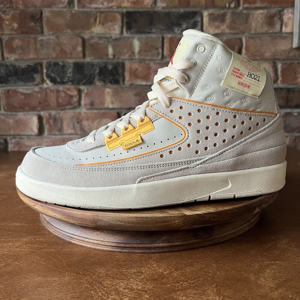 Jordan 2 Rattan X Union LA Suede Cream Yellow Shoes Sneakers Men's 10.5